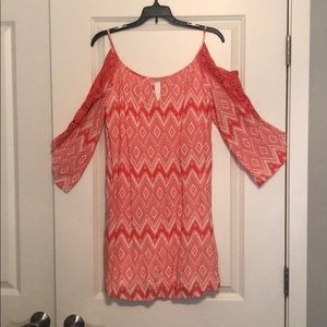 Coral long sleeve mini dress